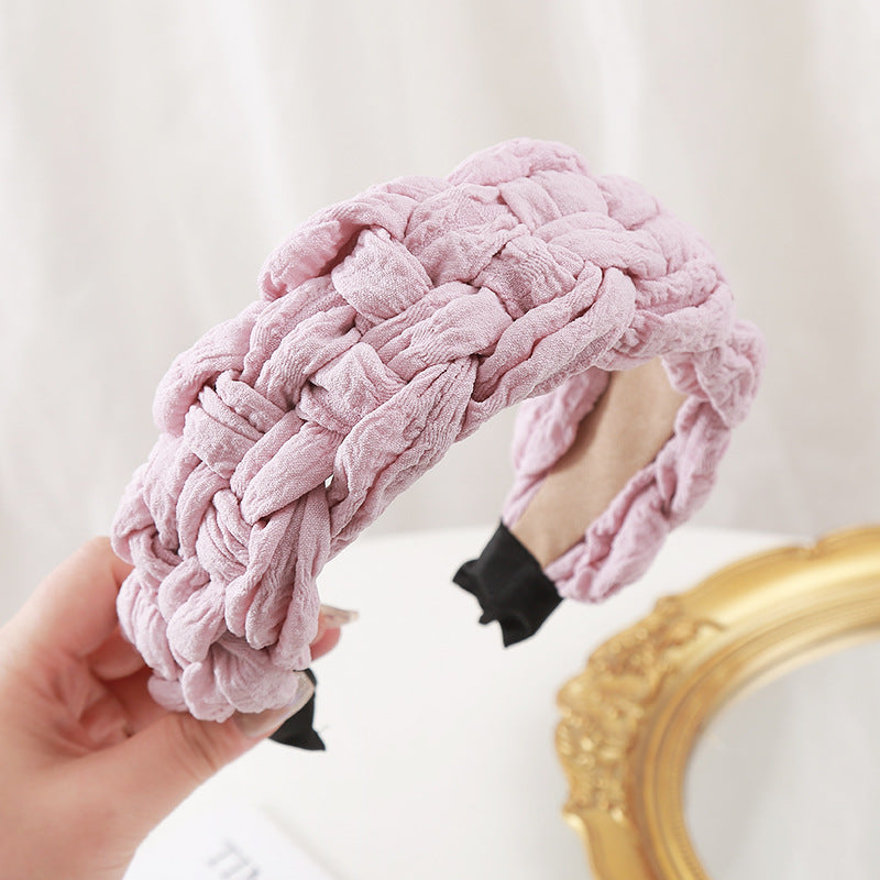 Wholesale Autumn and Winter Wide Version Knitted Double Color Block Headband